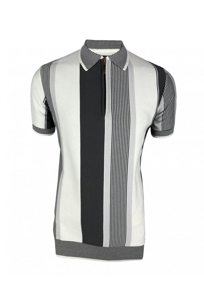 Ska & Soul Mixed Stripe Fine Gauge Zip Polo SS/2541