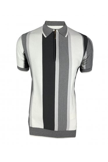 Mixed Stripe Fine Gauge Zip Polo SS/2541