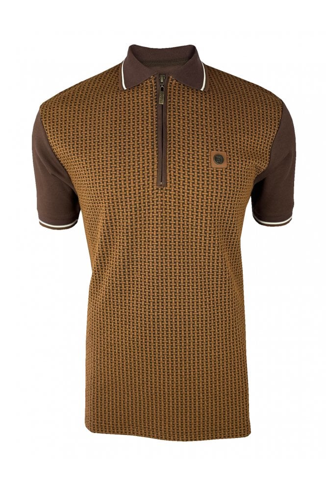 Trojan Basket Knit Zip Panel Polo TR/9031