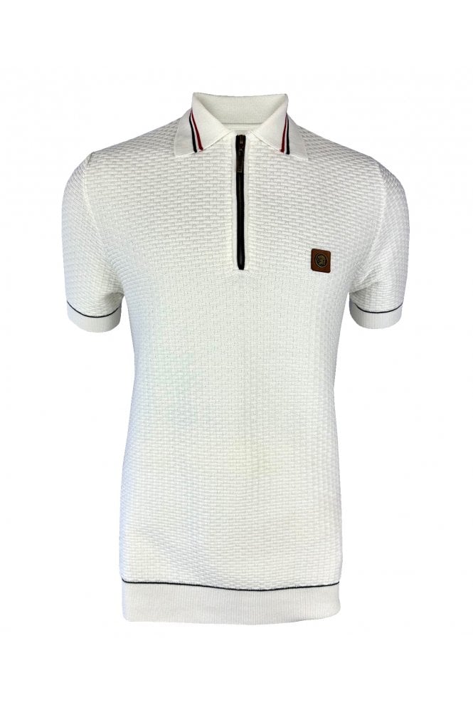 Trojan Basket weave plain zip polo TR/8916