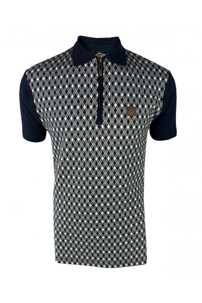 Trojan Diamond Jacquard Zip Panel Polo TR/8972