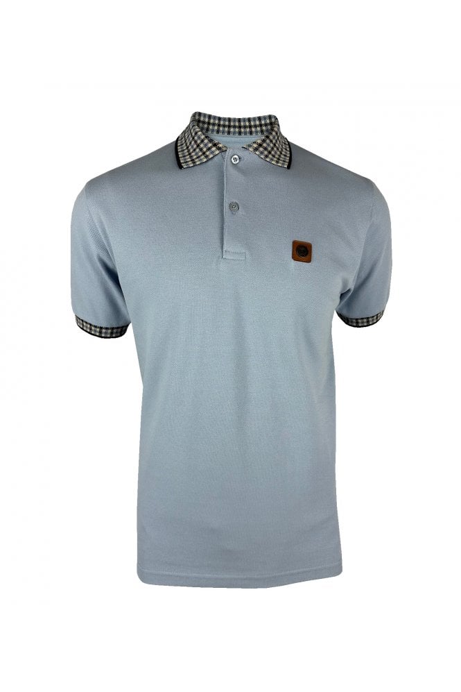 Trojan gingham check trim pique polo TR/8865