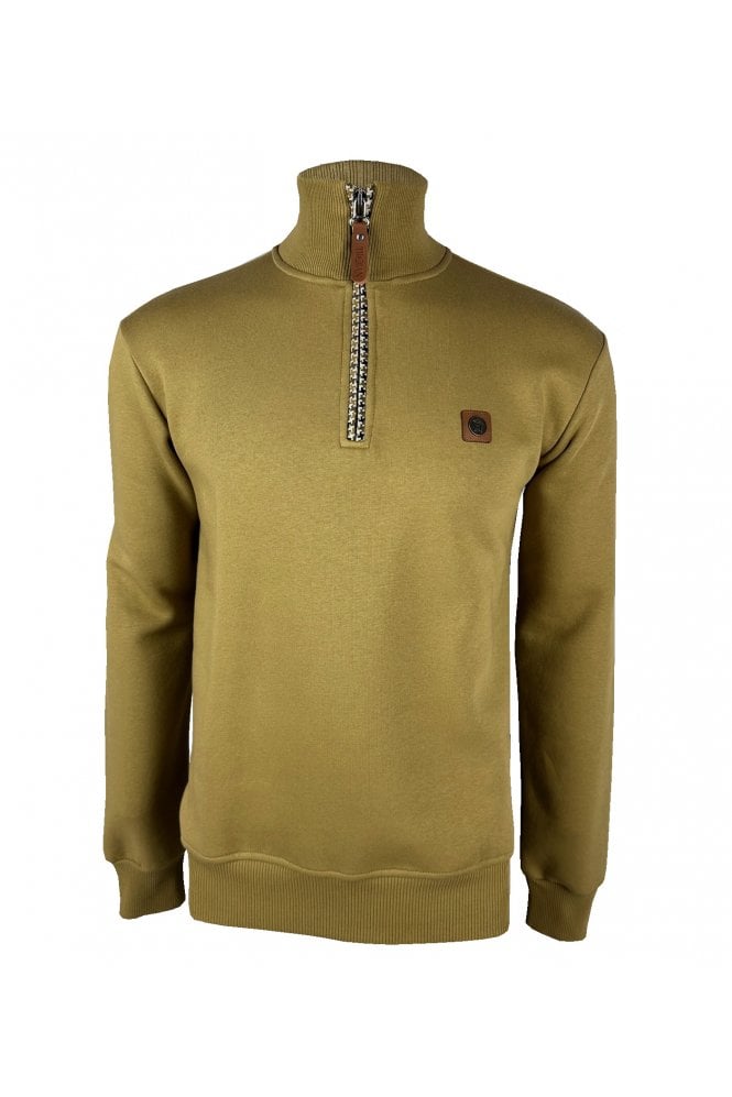 Trojan Houndstooth trim half zip sweat TR/8856