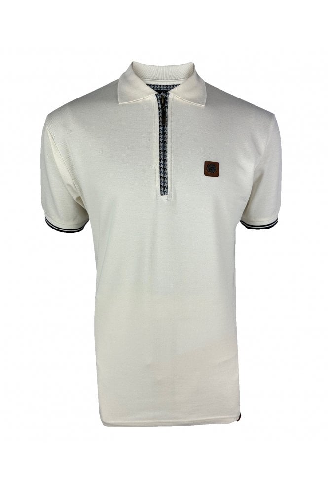 Trojan Houndstooth Trim Zip Pique Polo TR/8872