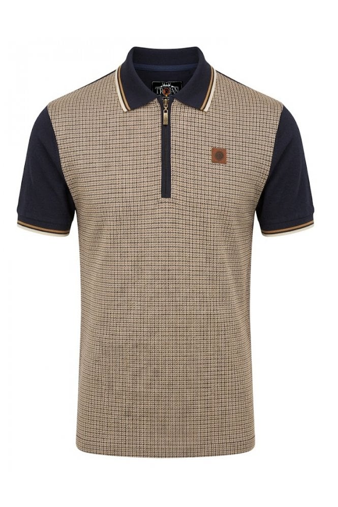 Trojan Mini Houndstooth Zip Panel Polo TR/9071