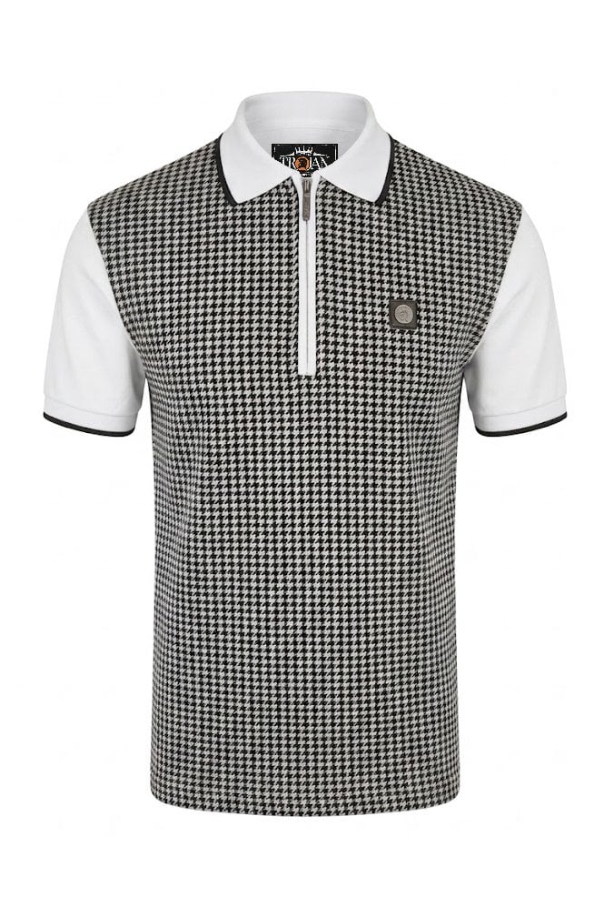 Trojan Mono Houndstooth Zip Polo TR/9125