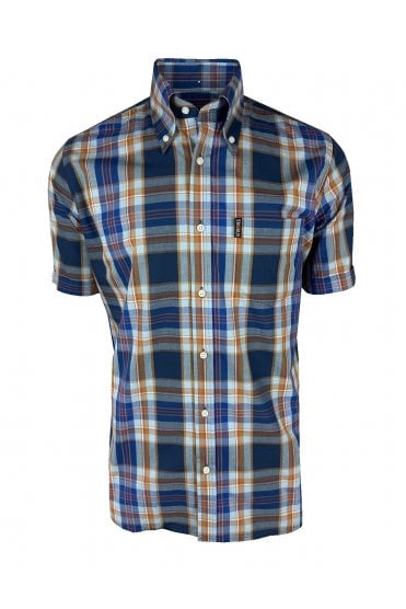 Multi-check S/S B/D shirt with free matching pocket square TC/1047